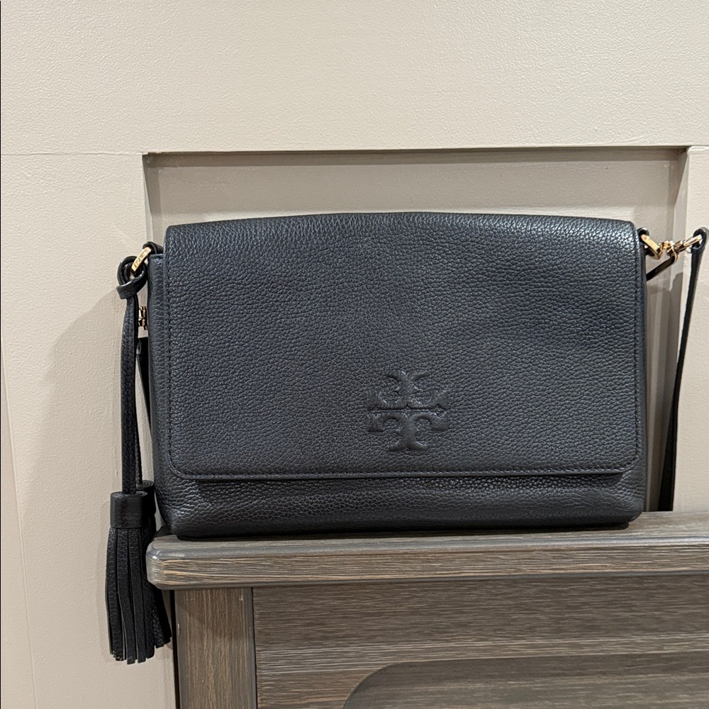 Tory Burch Black Pebbled Leather Crossbody Bag